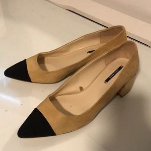 NWOT Zara Block Heel Cap Toe Pointed Shoe